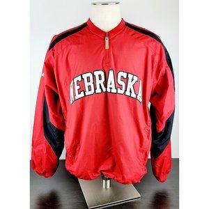 Majestic Nebraska Corn Huskers Red 1/4 Zip Pullover Windbreaker Jacket Large